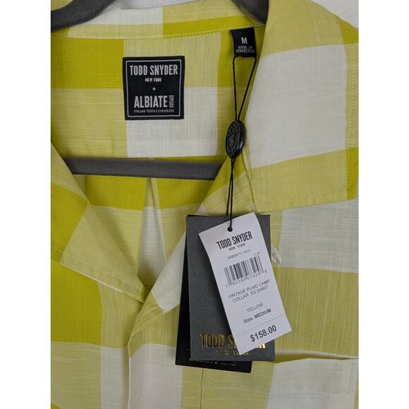 Todd Snyder Albiate Camp Shirt Vintage Plaid Short Sleeves Yellow NWT Size M - Picture 11 of 13